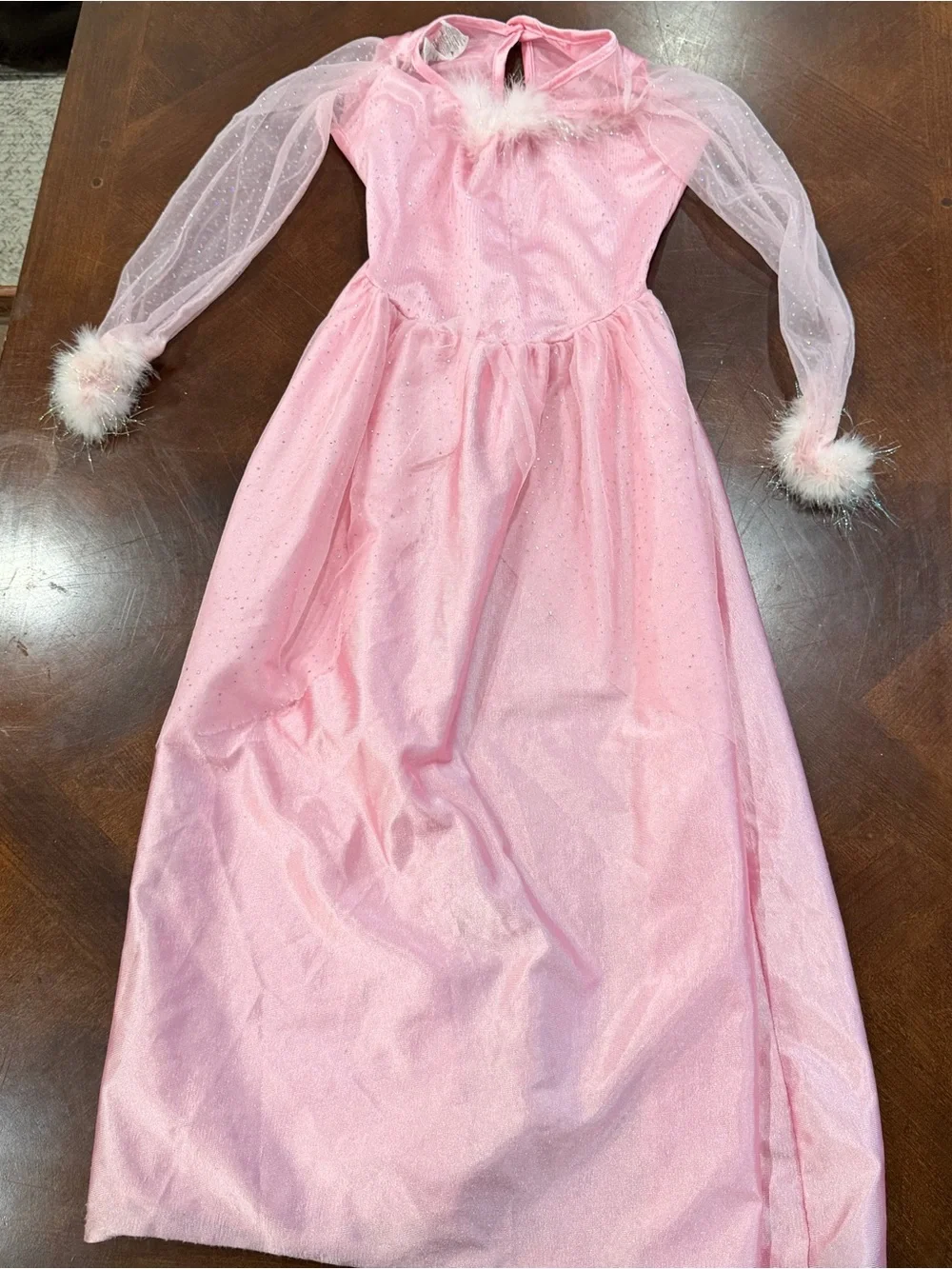 Barbie Girls Pink Sparkle Dress with Feather Trim. Sz M